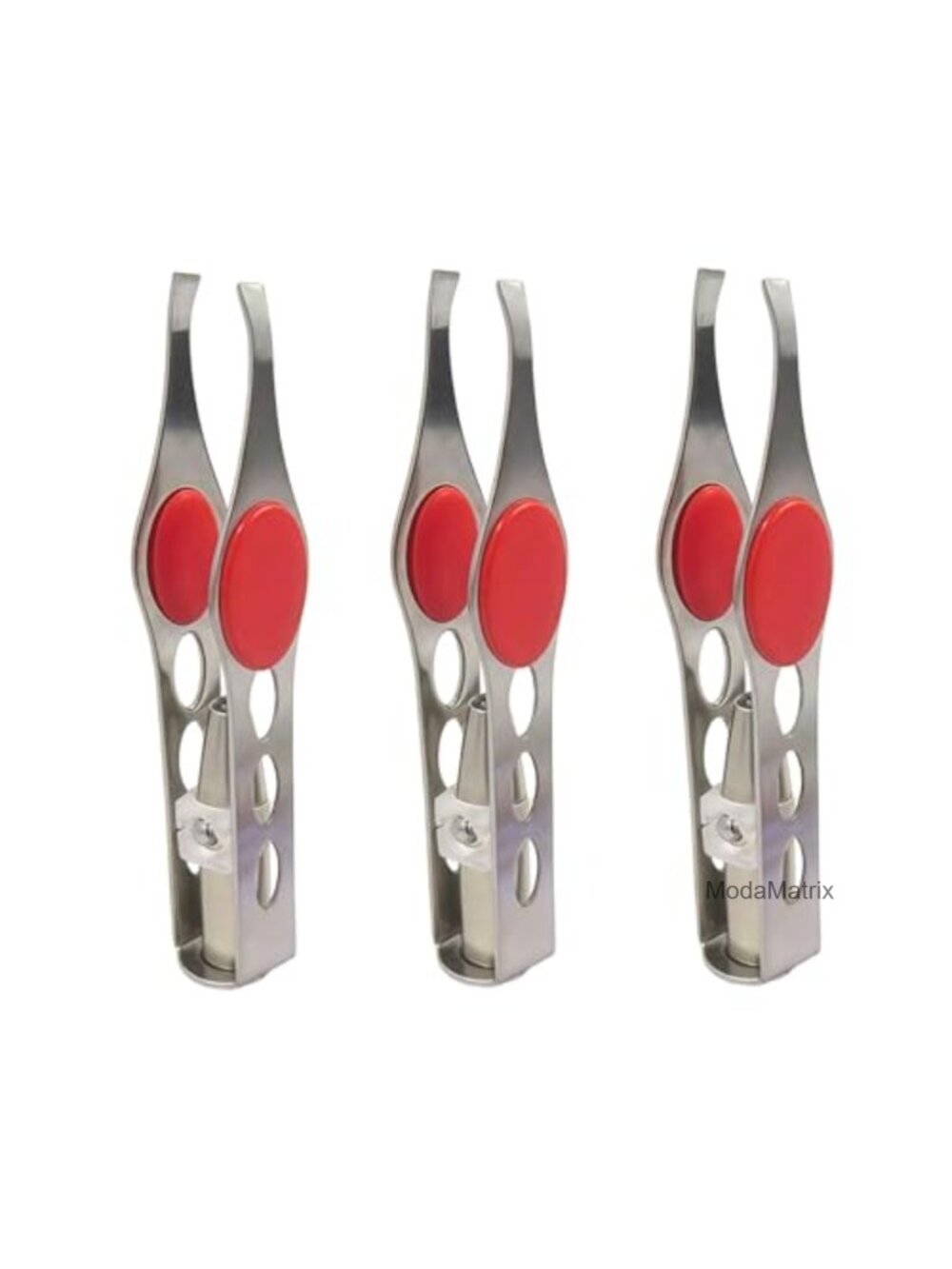 3-Piece LED Light Stainless Steel Tweezers Hair Removal Eyebrow Makeup Tool